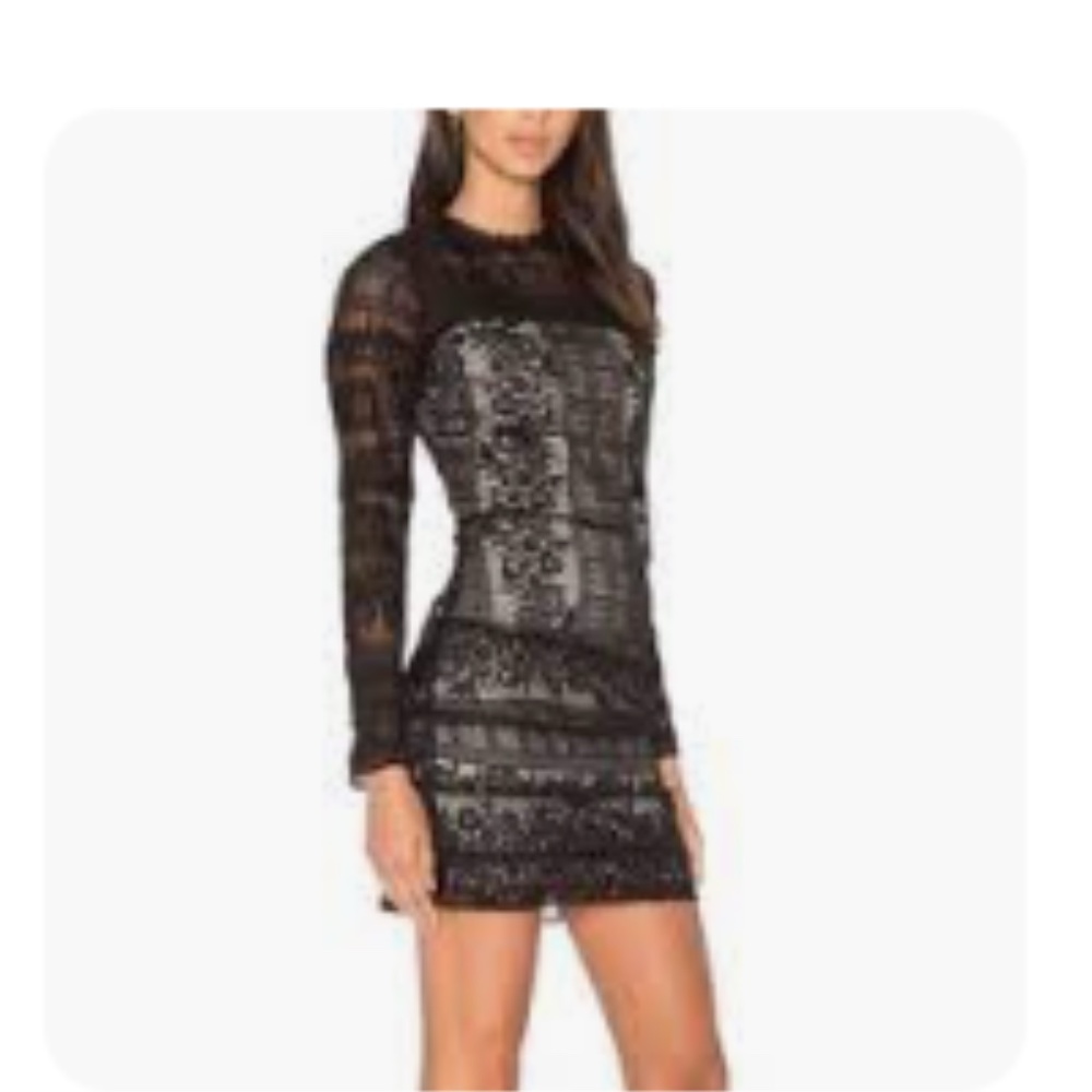 Parker Julie Lace Combo Mini Dress Long Sleeve - Small - Picture 6 of 14
